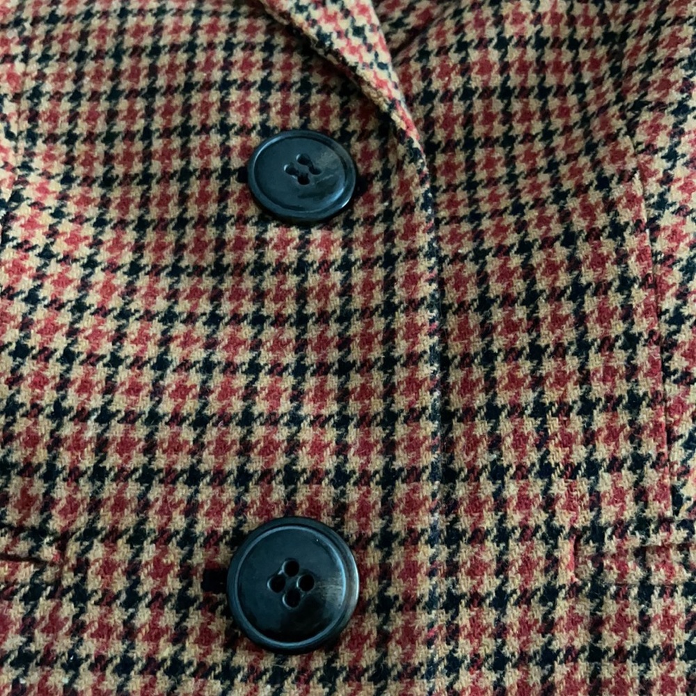 Talbots Houndstooth Plaid Wool Blend Blazer Tailored Classic Peplum Back - Picture 6 of 11